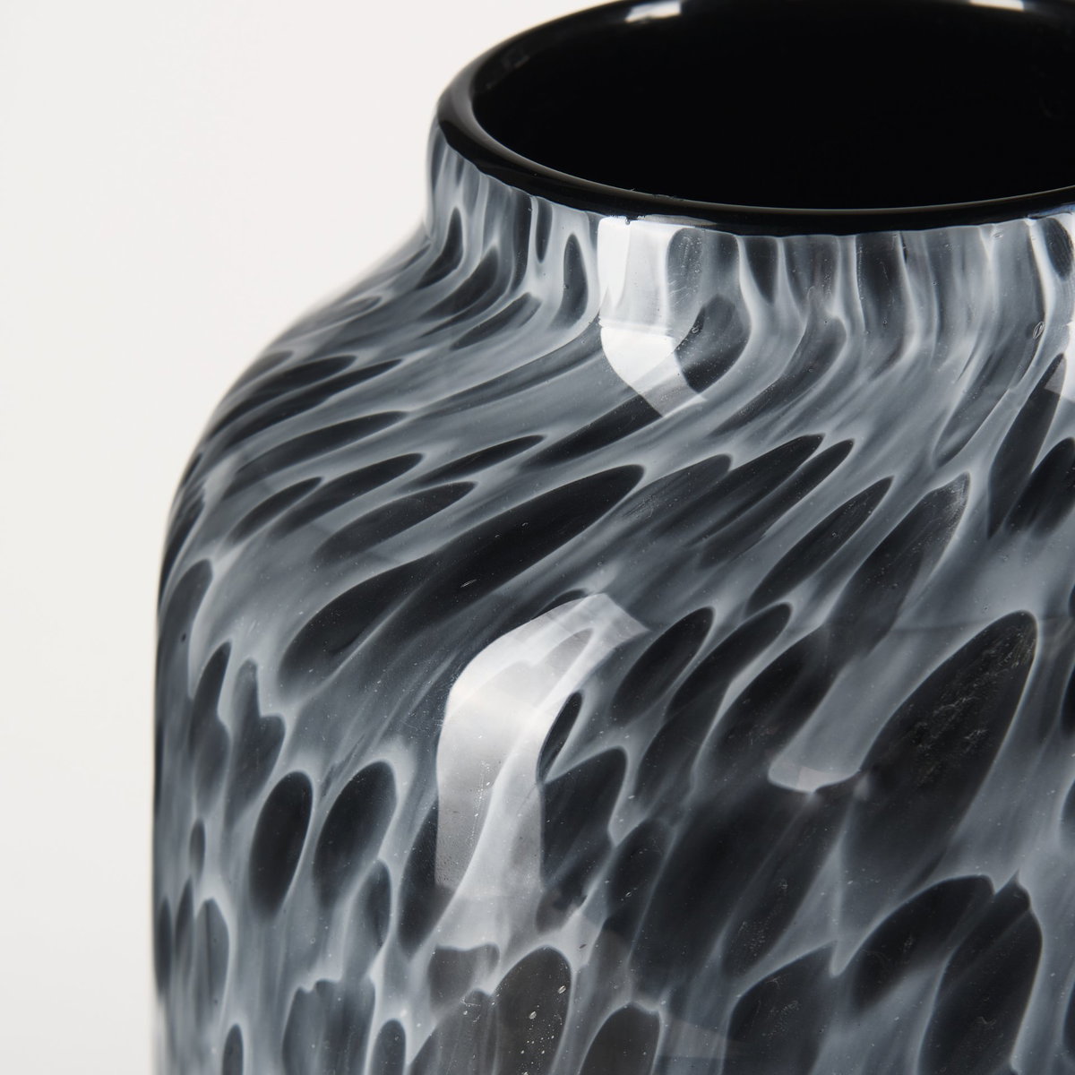 Masai Medium Black Mottled Glass Vase, by Mercana, 6.5" length x 6.5" width x 12.4" height View 8