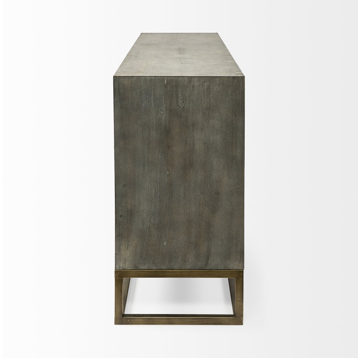 Genevieve II 70x15.8 Gray Fir Veneer with Gold Metal Frame Base 9 Drawer Sideboard, Sideboards & Buffet by Mercana, 70" length x 15.75" width x 31" height View 6