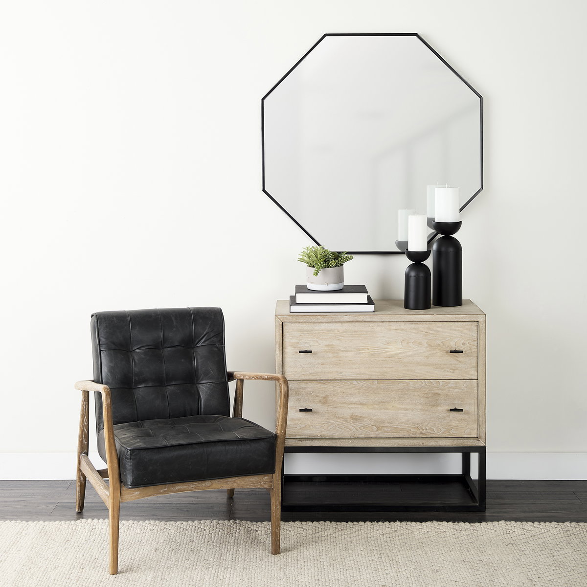 Ciara 32L x 16W Beige Fir Veneer 2 Drawer Accent Cabinet, Cabinets & Chest by Mercana, 31.89" length x 15.94" width x 30.12" height View 2