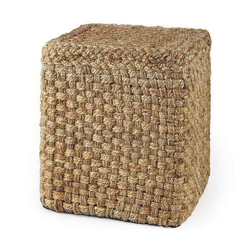 Aylin 16.5" Square Brown Jute Pouf