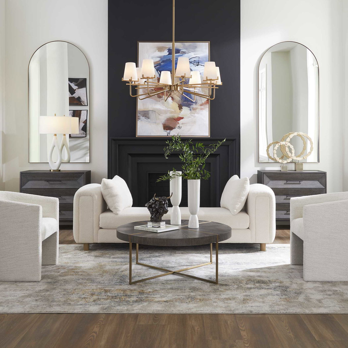 Repose Oversized Ivory Bench, Furniture by Uttermost, 90.5" width x 28.5" height x 26" depth View 7