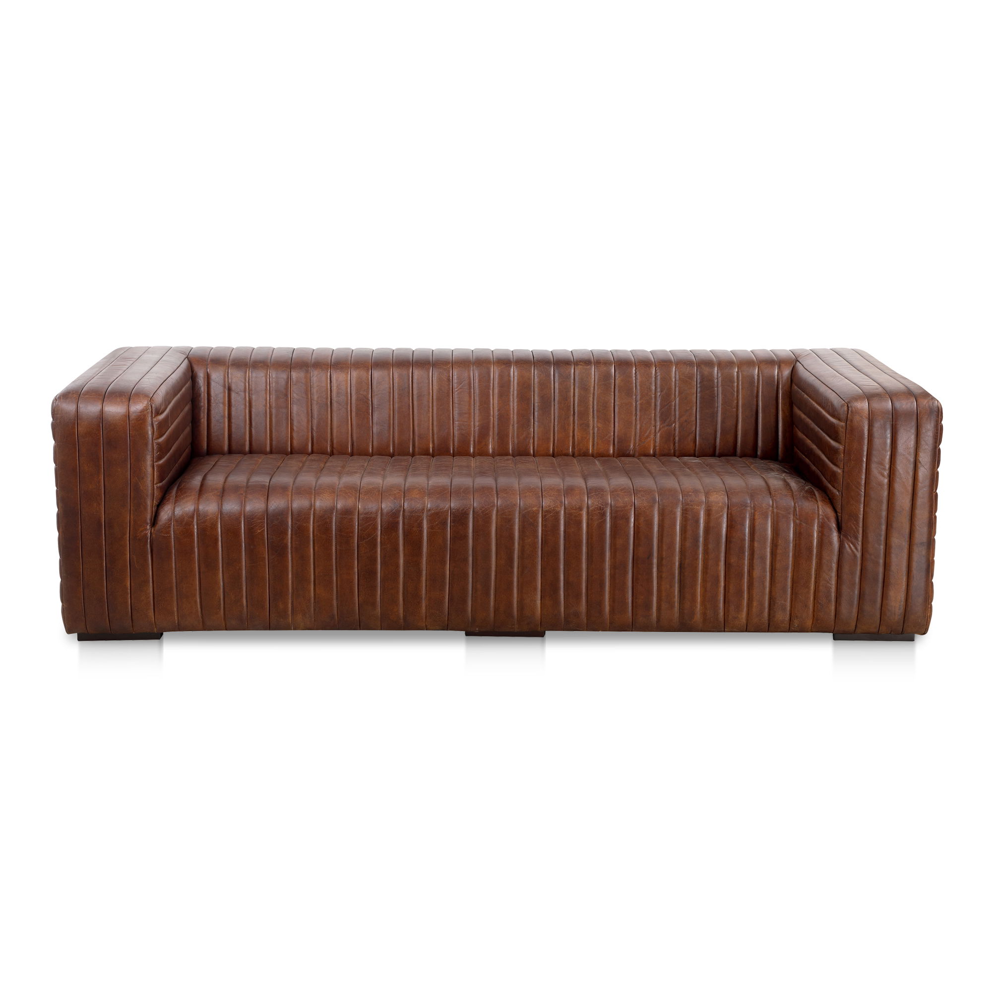 Castle Sofa Dark Brown, Sofas & Sectional by Moe's Home, 95" width x 27.5" height x 39" depth View 1