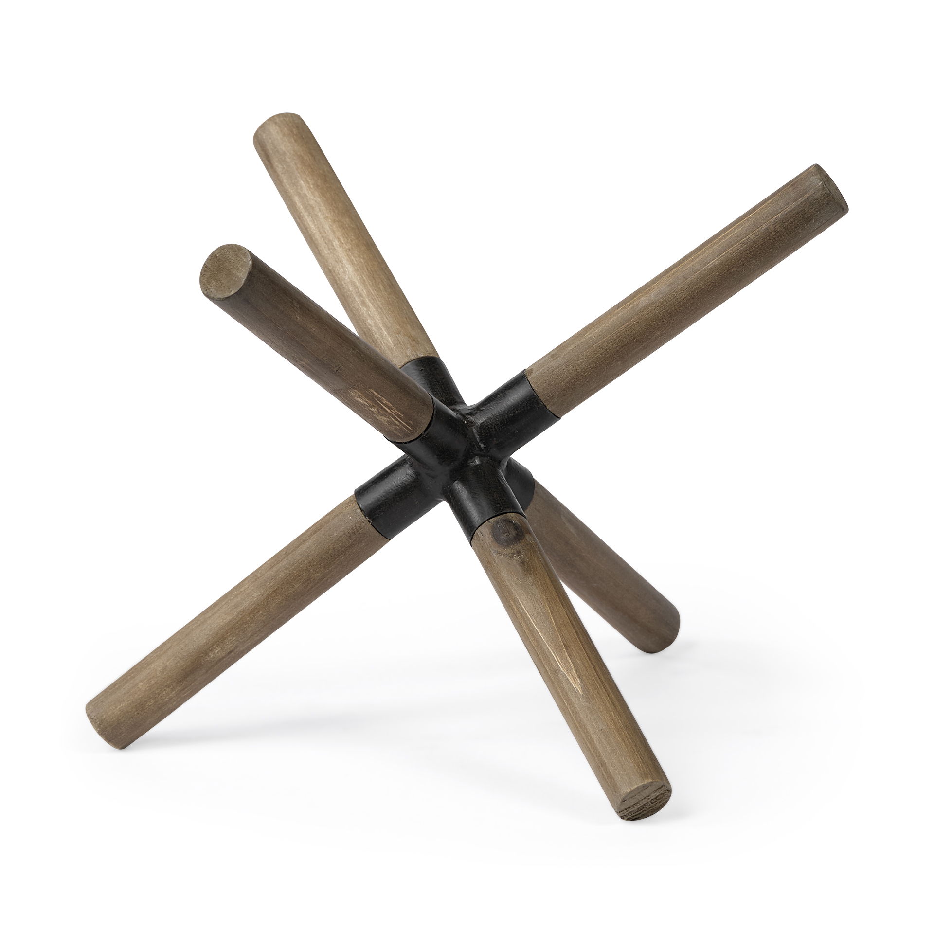 Stuhrling II (Large) 9L x 9W Brown Wood with Black Metal Jack, Decorative Object by Mercana, 9.45" length x 9.45" width x 5.91" height View 1