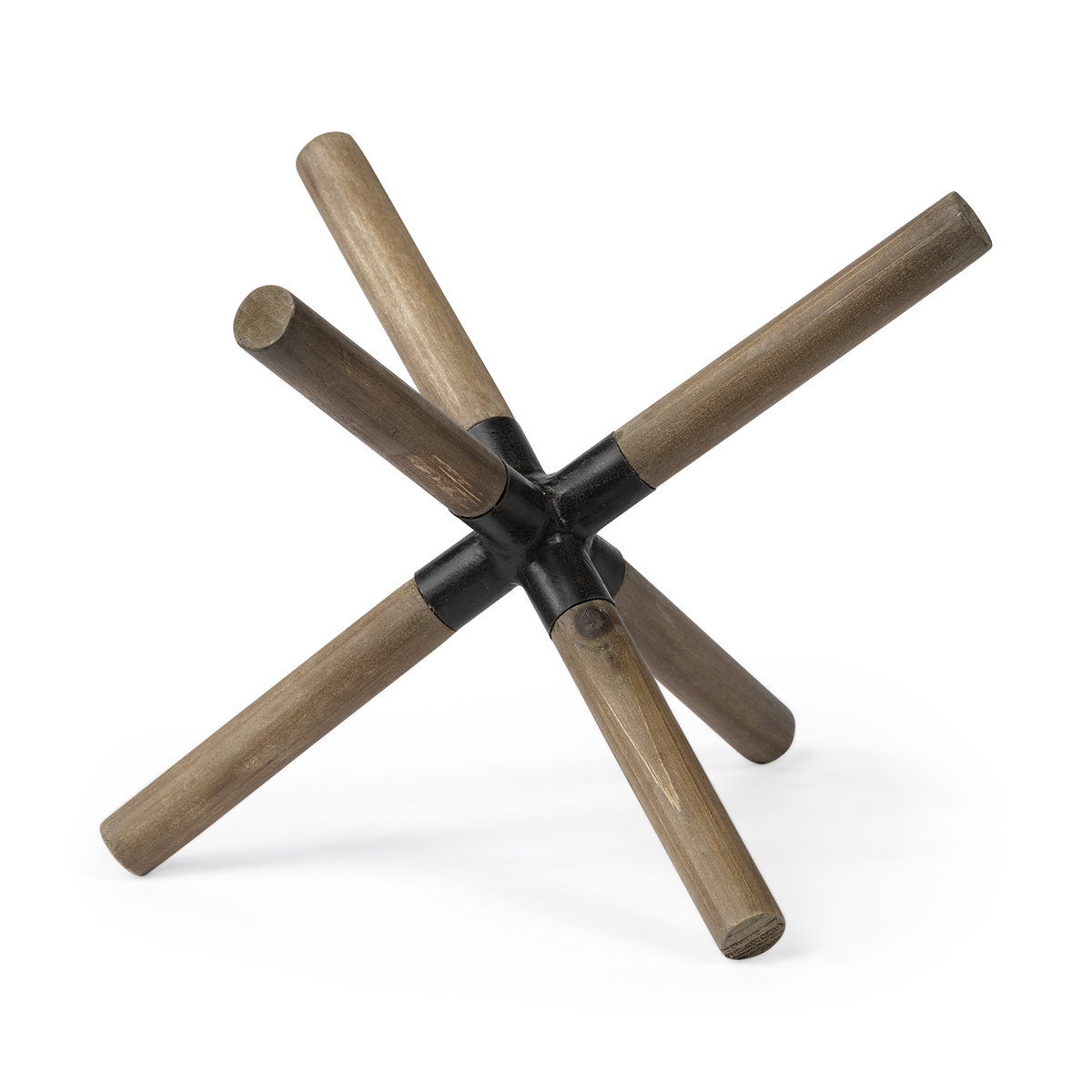 Stuhrling II (Large) 9L x 9W Brown Wood with Black Metal Jack, Decorative Object by Mercana, 9.45" length x 9.45" width x 5.91" height View 1