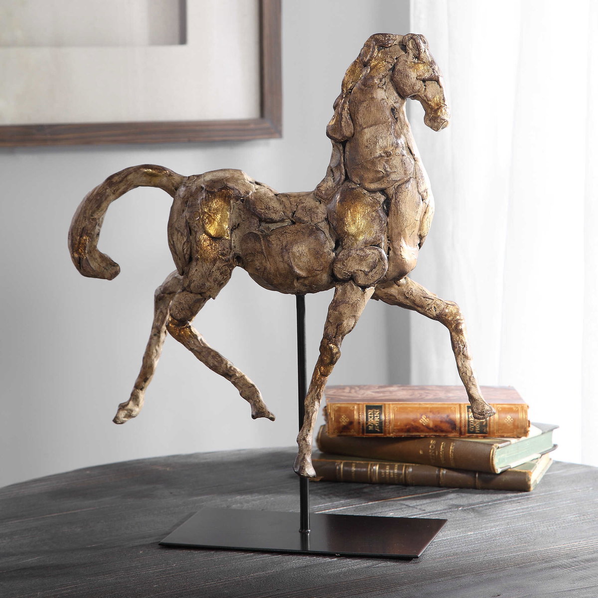 Caballo Dorado Horse Sculpture, Figurines & Statue by Uttermost, 14" width x 16.5" height x 5.12" depth View 7