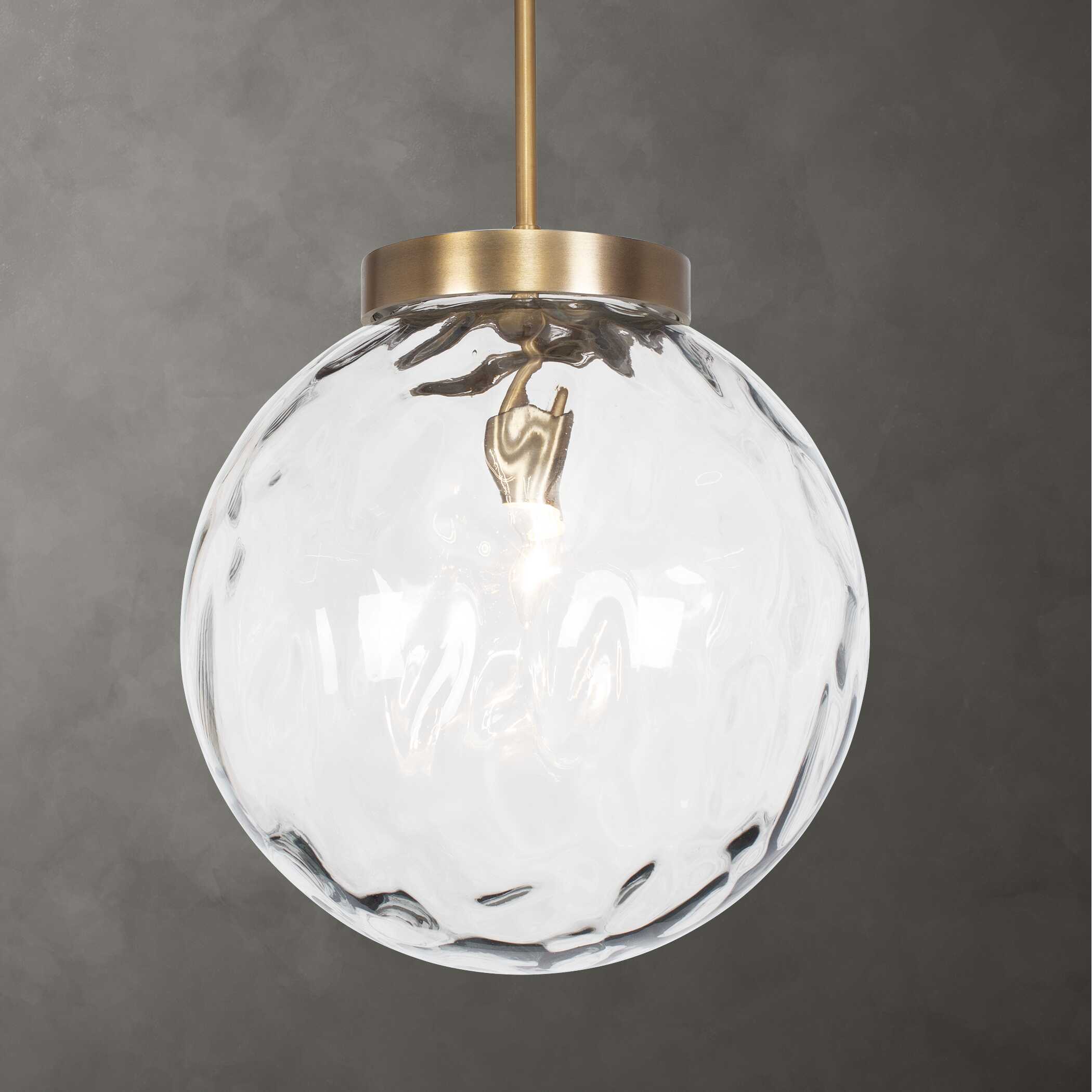 Gaia 1 Light Watered Glass Pendant, Ceiling Light by Uttermost, 14.75" width x 15.5" height x 14.75" diameter x 14.75" depth View 2