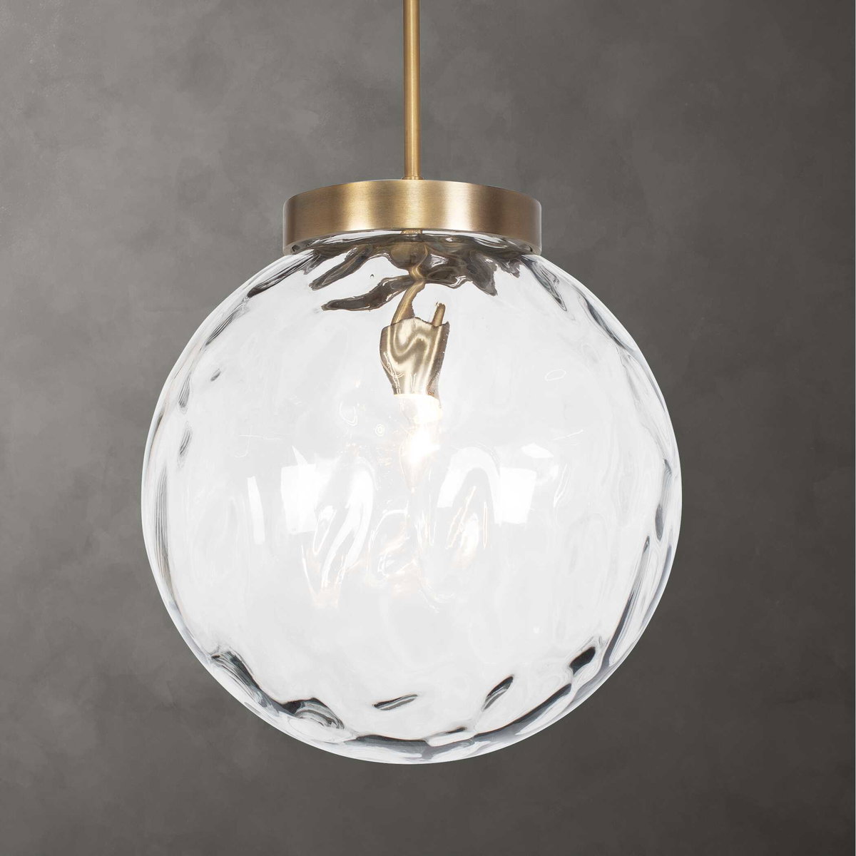 Gaia 1 Light Watered Glass Pendant, Mini Light Pendant by Uttermost, 14.75" width x 15.5" height x 14.75" diameter x 14.75" depth View 2