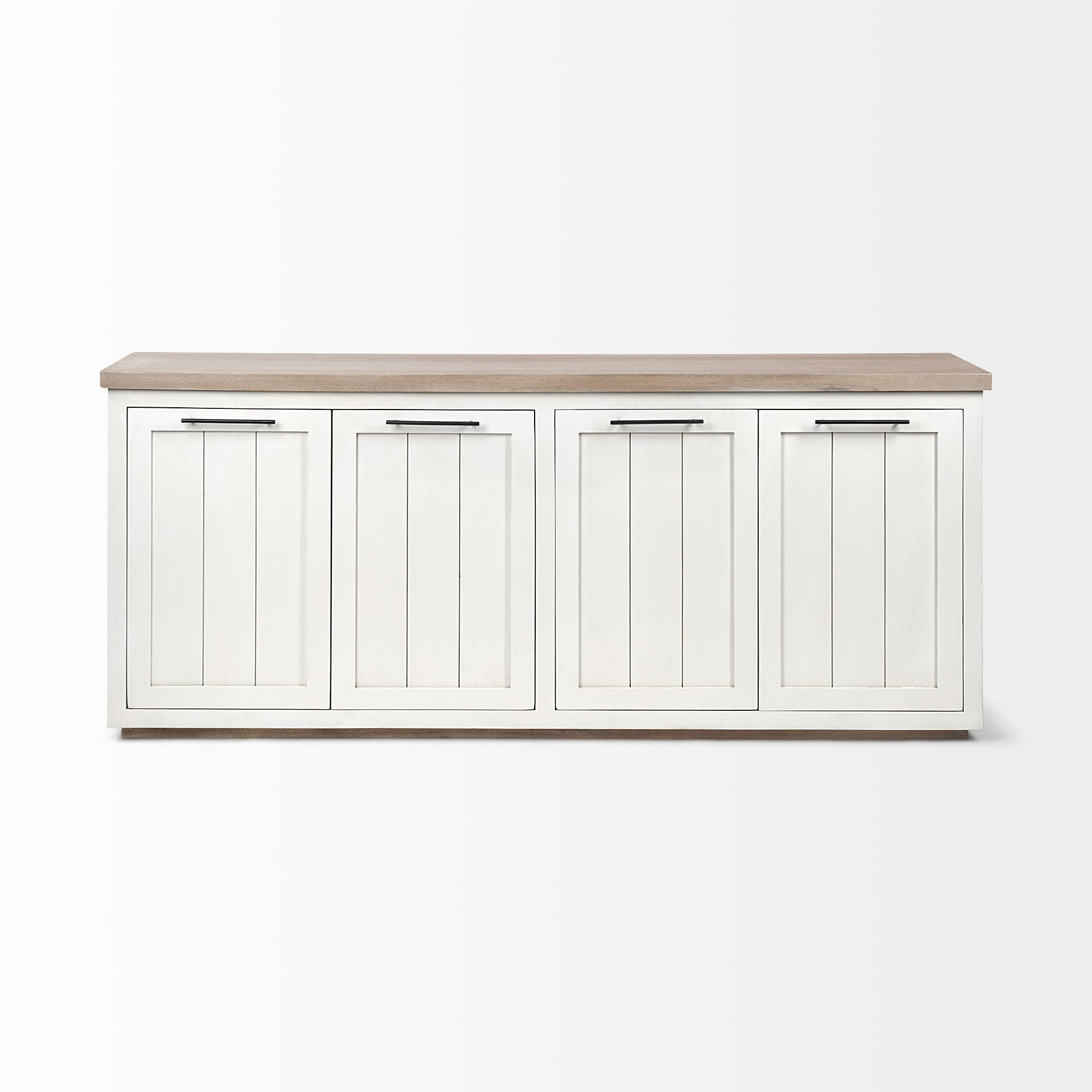 Fairview III Solid Wood Brown Top & White Frame 4 Cabinet Door Sideboard large image 