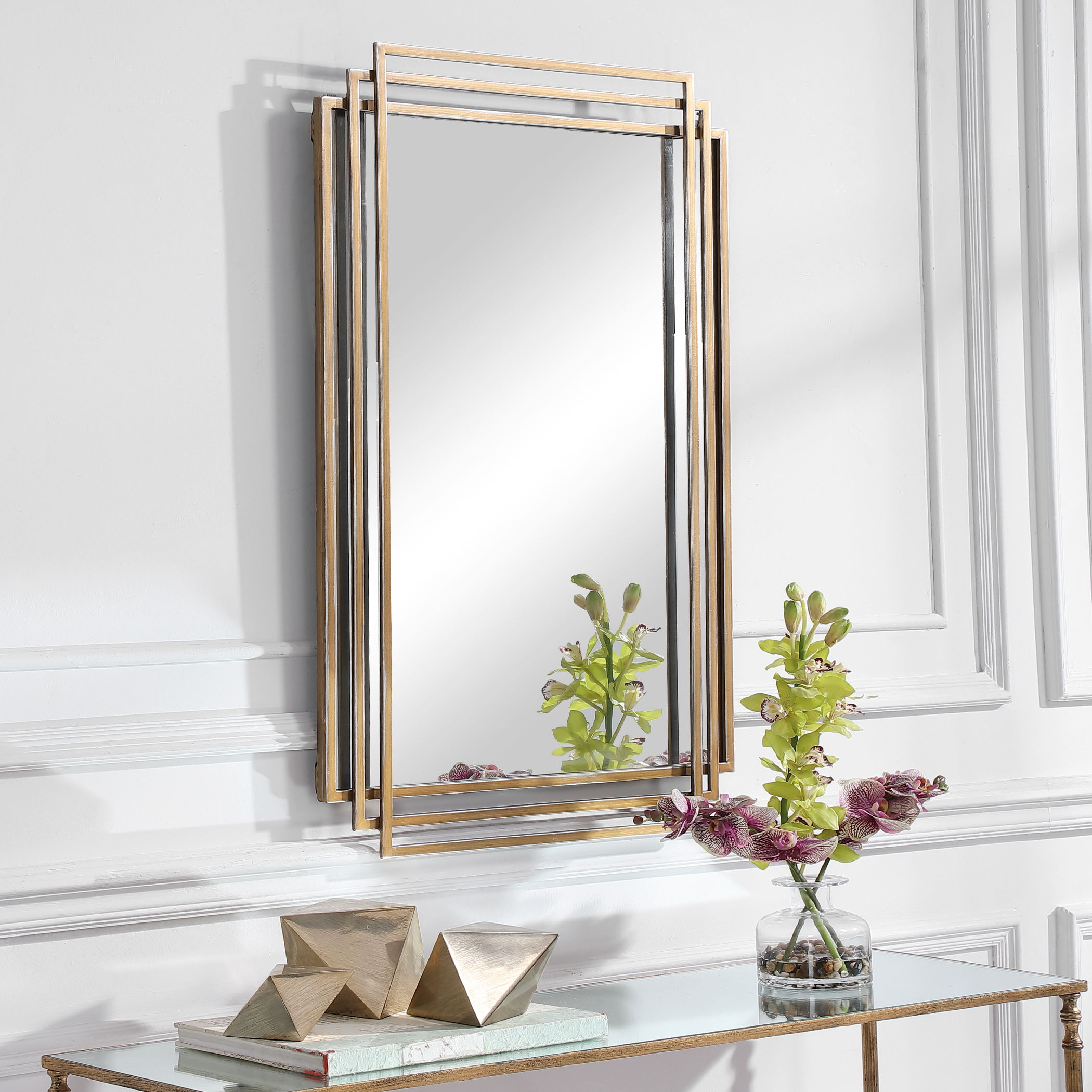 Amherst Brushed Gold Mirror large image 