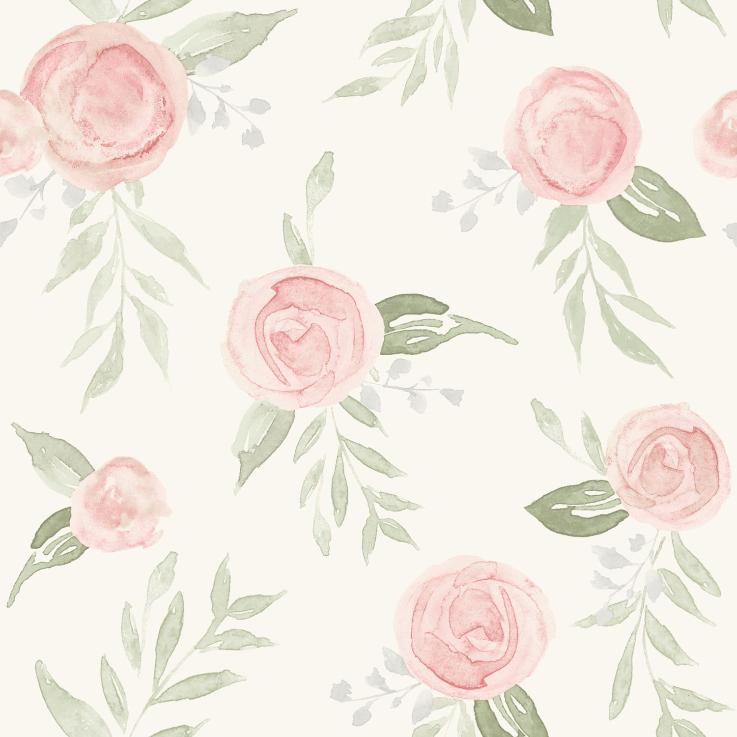 Watercolor Roses Coral Wallpaper large image 