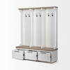 Fairview IV 61L x 17W White And Brown Wood With Storage Hall Tree, Entry & Hallway by Mercana, 61" length x 18" width x 76" height thumbnail 9