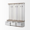 Fairview IV 61L x 17W White And Brown Wood With Storage Hall Tree, Entry & Hallway by Mercana, 61" length x 18" width x 76" height thumbnail 9