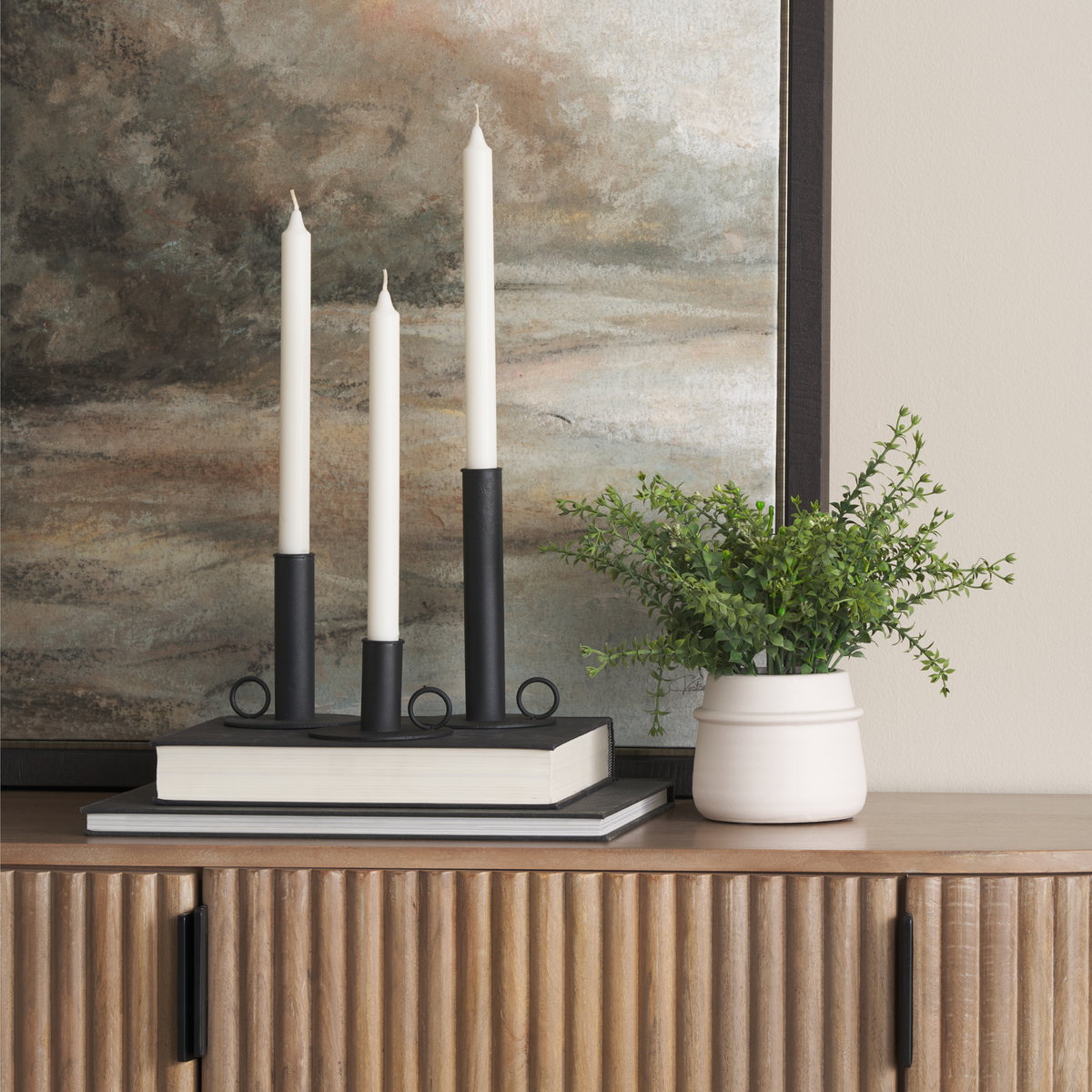 Noir Matte Black Metal Candle Holders (Set of 3), Candles & Candle Holder by Mercana, 3.94" length x 3.94" width x 7.08" height View 2