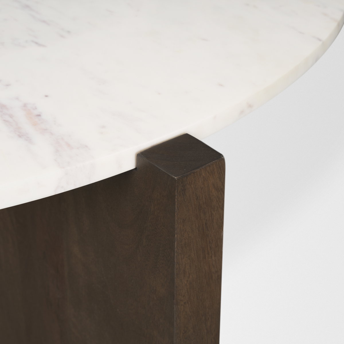 Bianca Dark Brown Wood with Marble Round Top Coffee Table, by Mercana, 48" length x 48" width x 16" height View 7