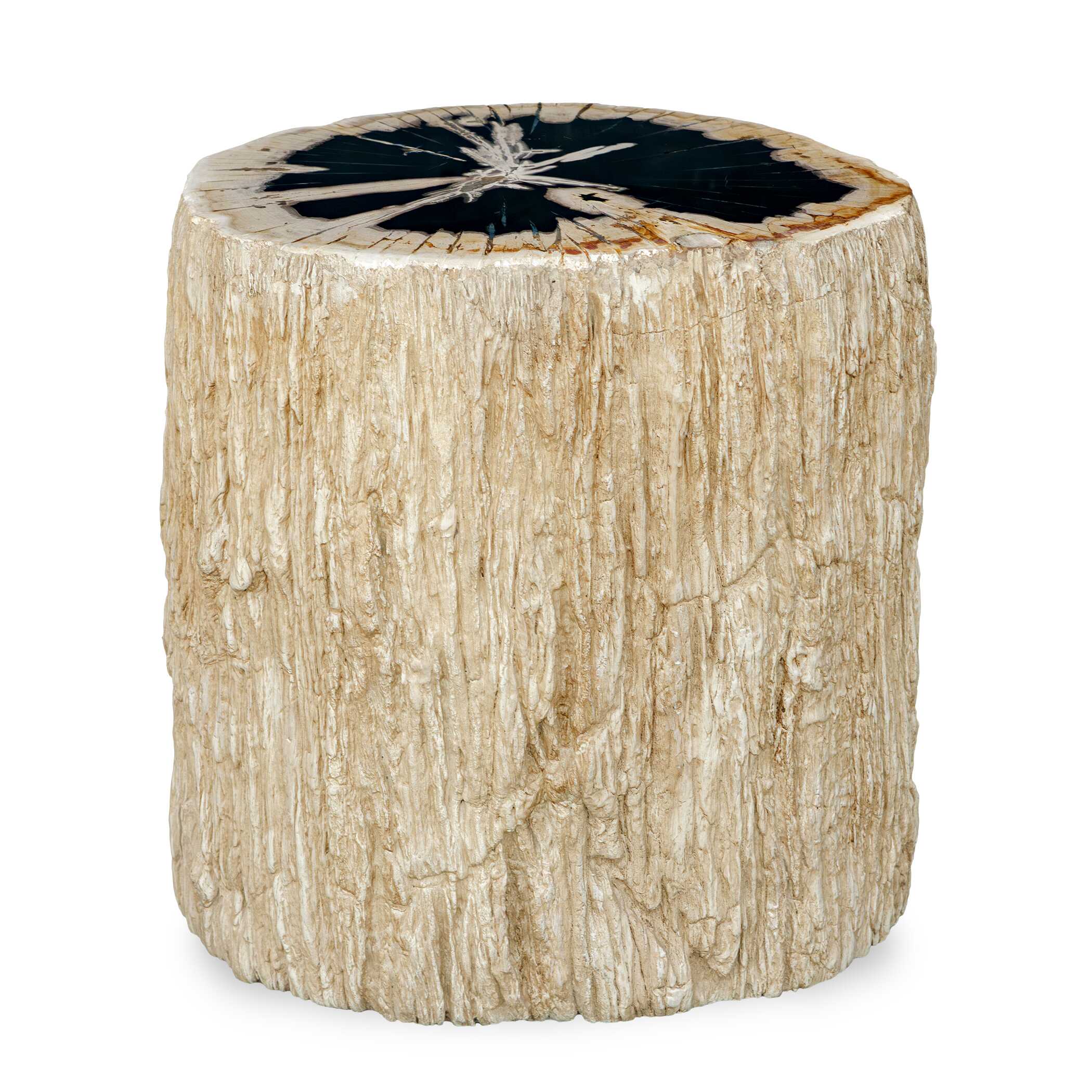 Arco Petrified Wood Top Accent Table, Furniture by Uttermost, 17" width x 18" height x 15" depth View 1