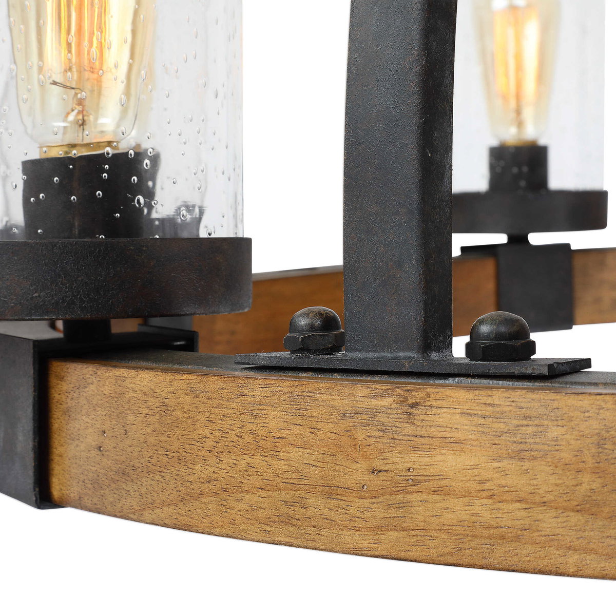 Atwood 8 Light Wagon Wheel Pendant, by Uttermost, 39" width x 24.5" height x 39" diameter x 39" depth View 5