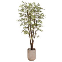 Online Designer Bedroom Faux Potted Mini Japan Maple Tree, 6.5', Green