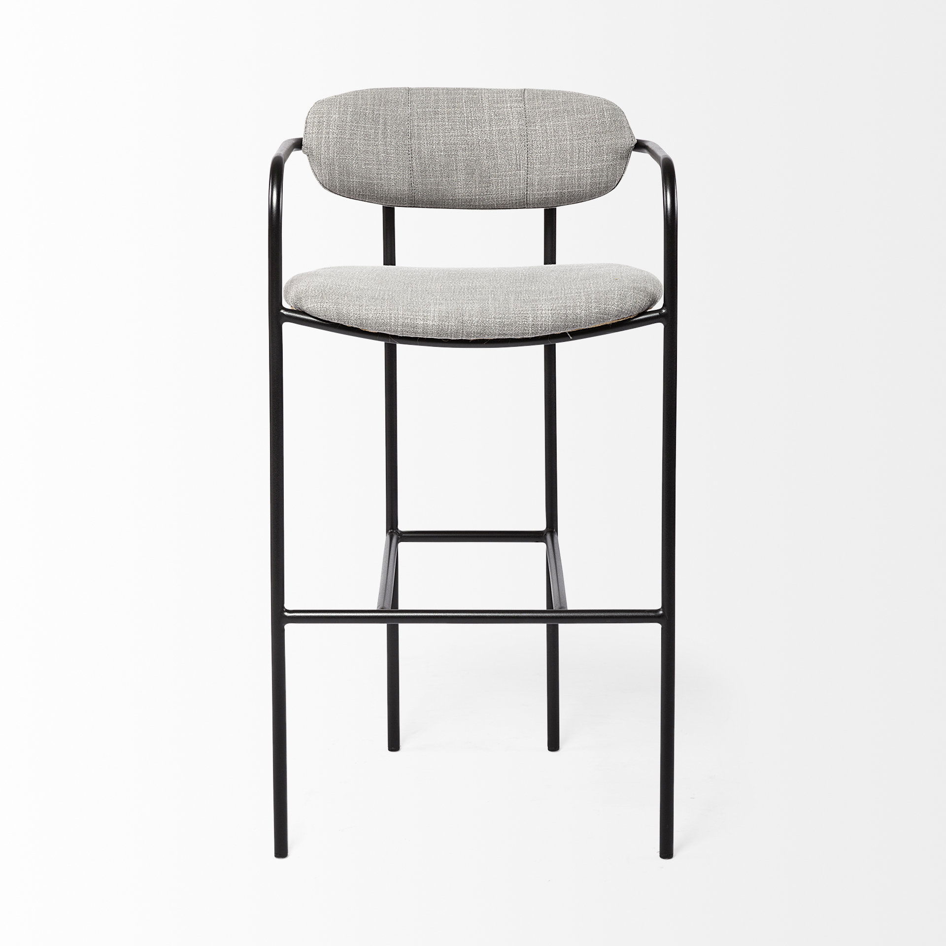 Parker Gray Fabric Seat Black Metal Bar Stool, Counter & Bar Stool by Mercana, 19" length x 19.75" width x 40" height View 4
