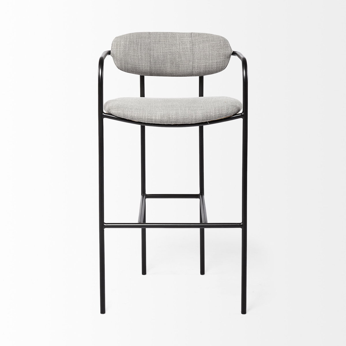 Parker Low Back 30.25in Seat Bar Stool | Gray Fabric with Black Metal, Counter & Bar Stool by Mercana, 19" length x 19.75" width x 40" height View 4