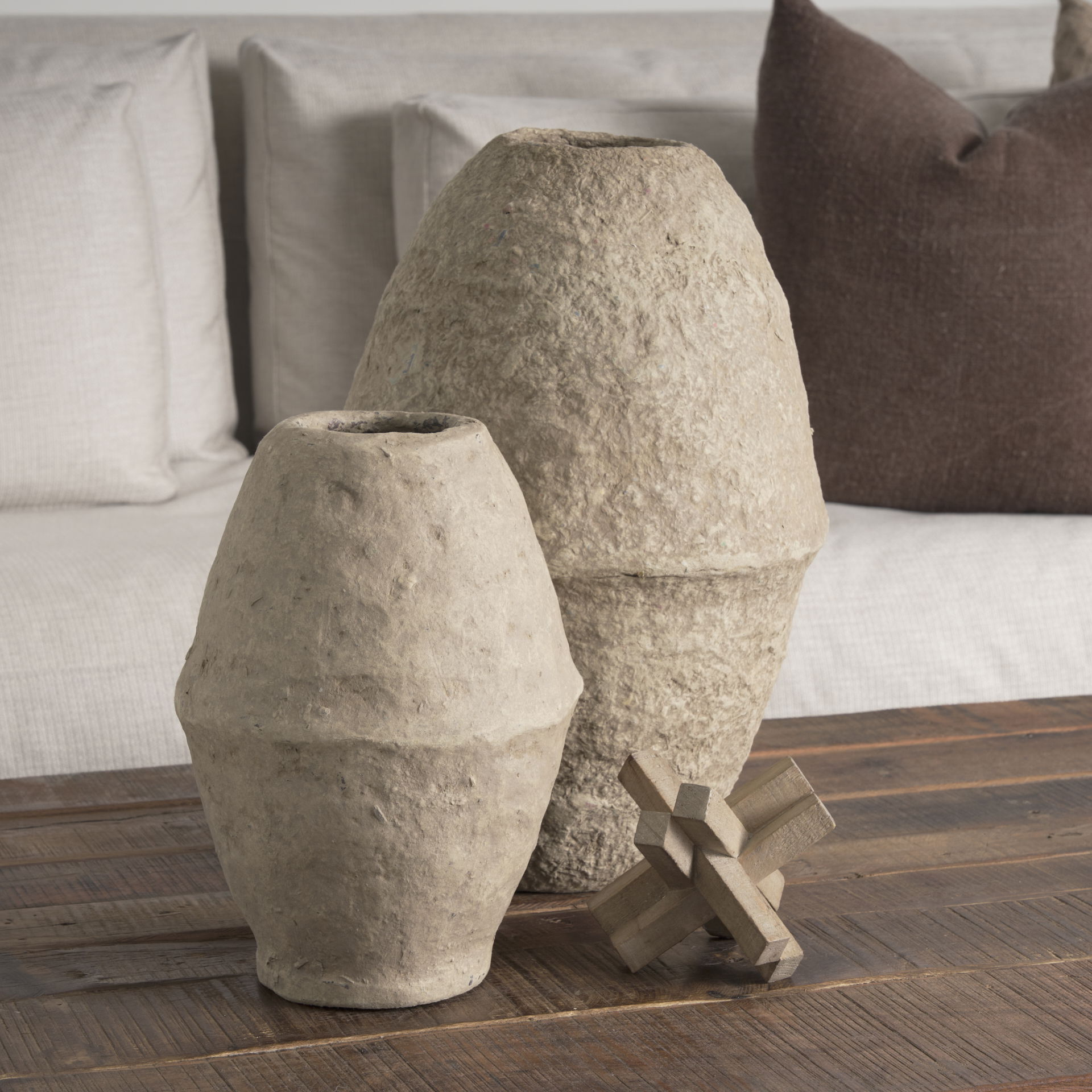 Rundal Small Beige Paper Mache Vase large image 