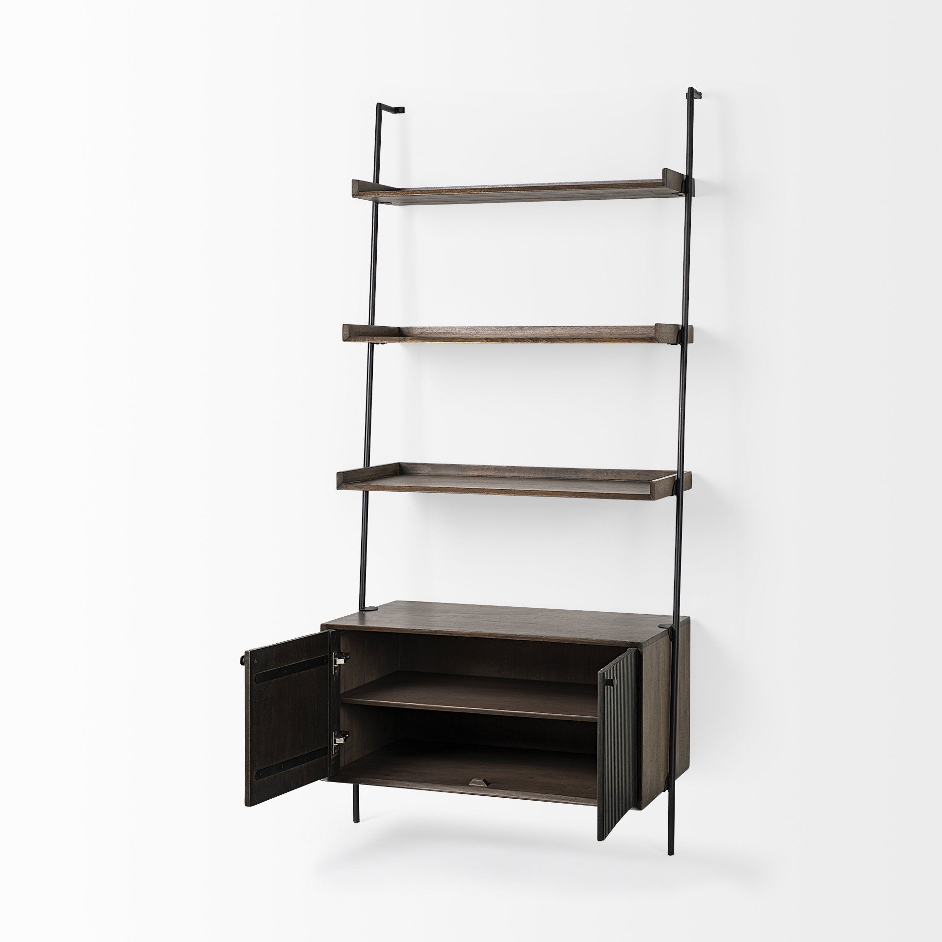 Grace 37.5L x 20W x 82H Two-Toned Brown Wood Three Shelf Shelving Unit large image 