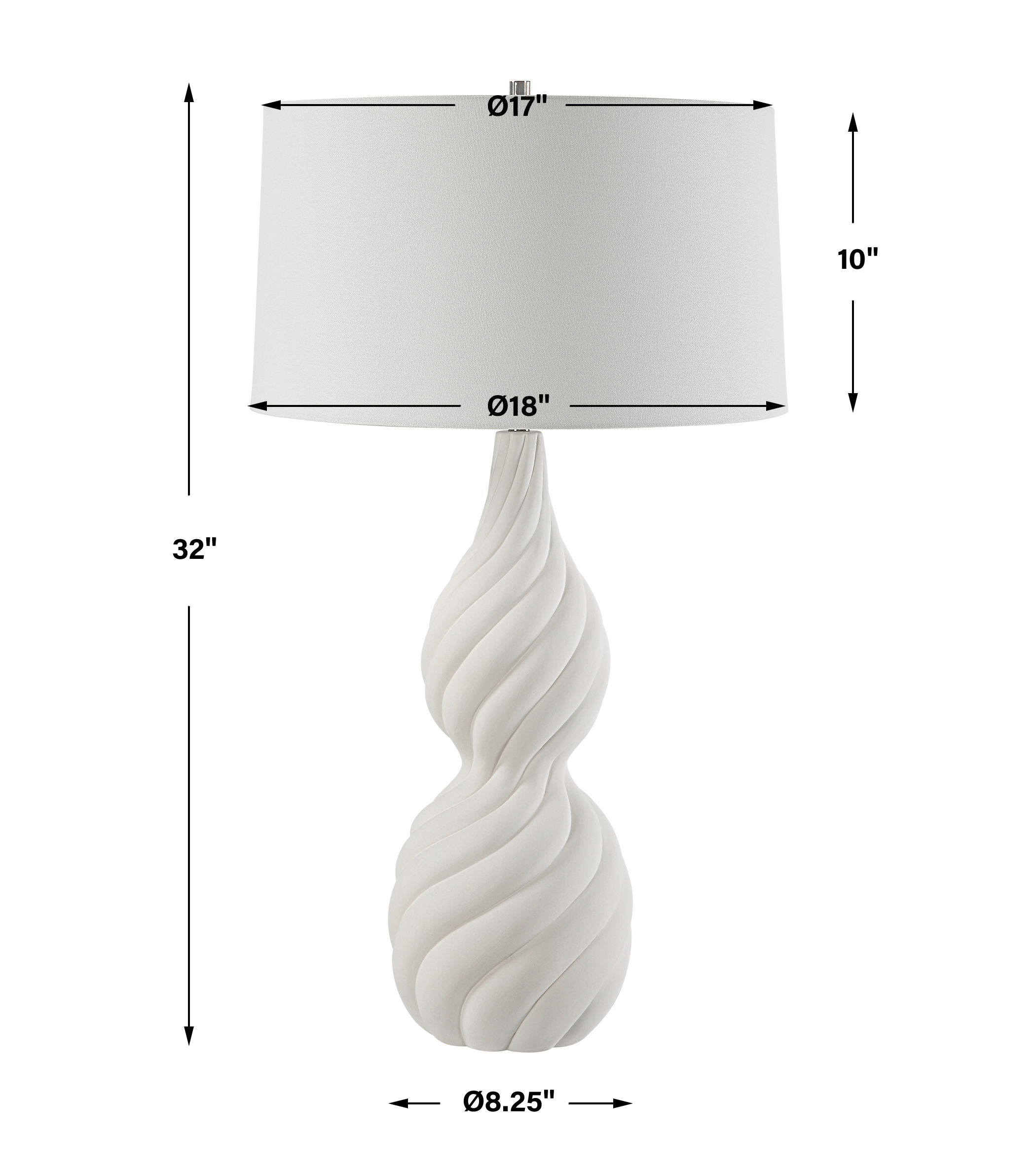 Twisted Swirl White Table Lamp large image 