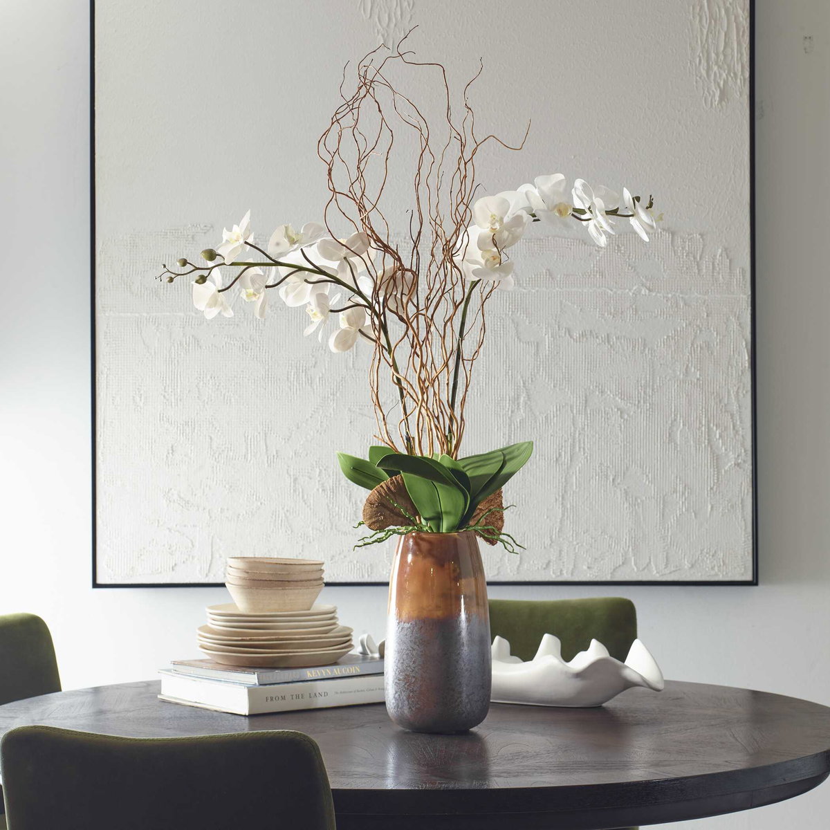 Earthbound Orchid With Vase, Artificial Plants & Flower by Uttermost, 32" width x 44" height x 12" depth View 3