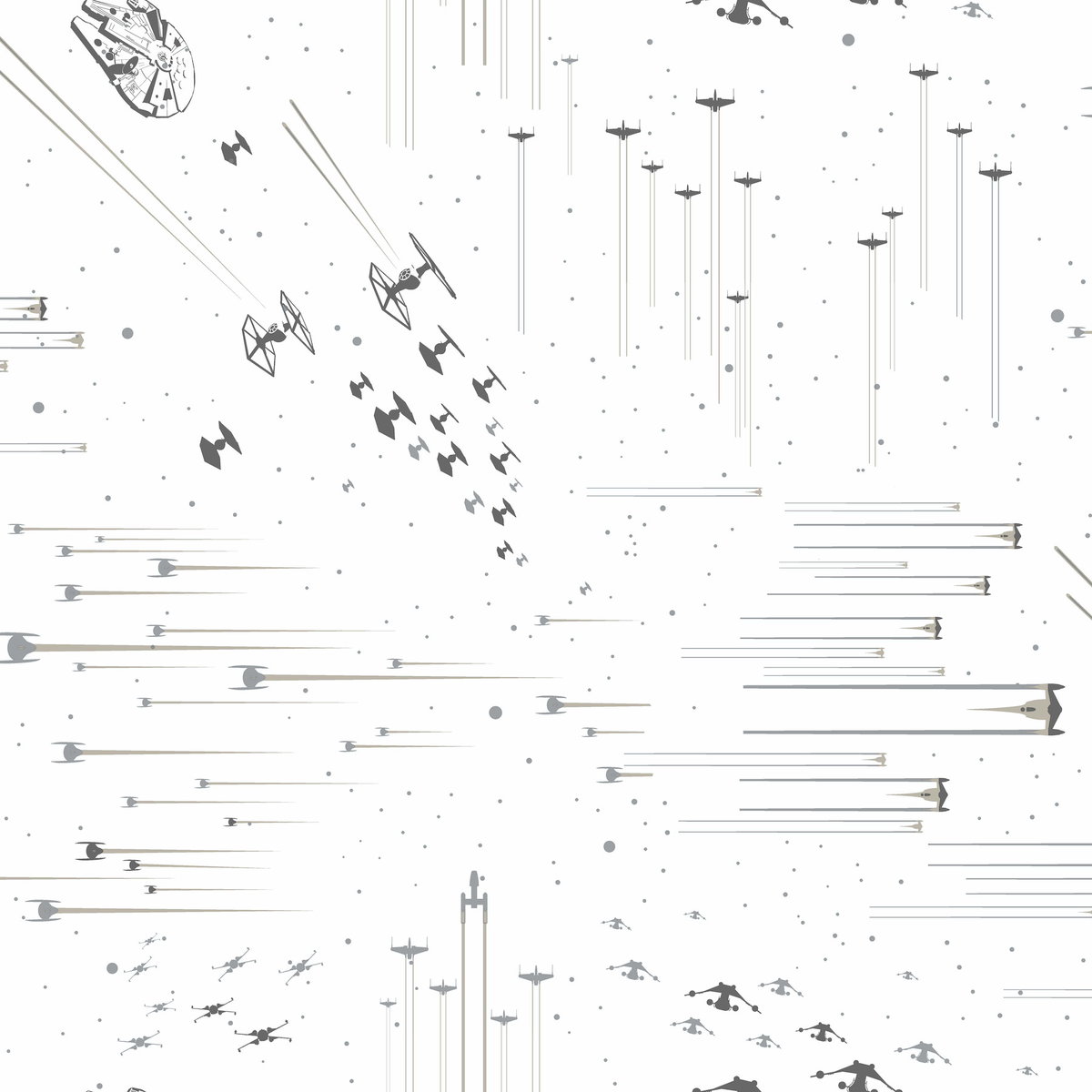Star Wars: Galactic Battles Black & White Wallpaper, by York Wall, 33' length x 1'8.5" width x 0.02" depth