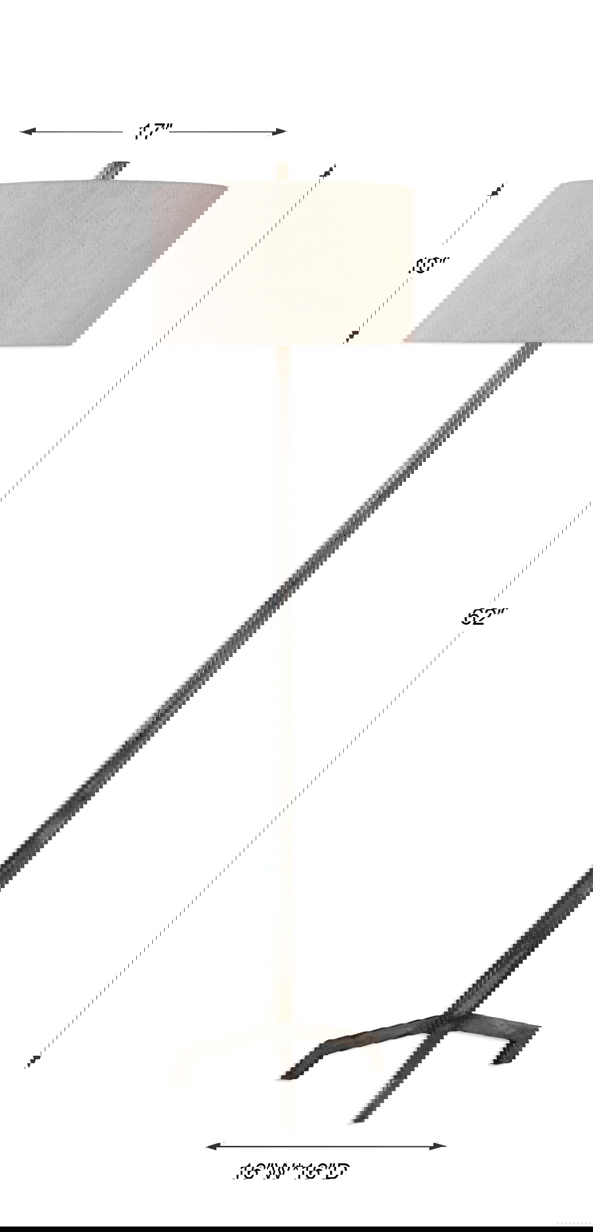 Ivor Cast Iron Floor Lamp, by Uttermost, 17" width x 62" height x 17" depth View 3