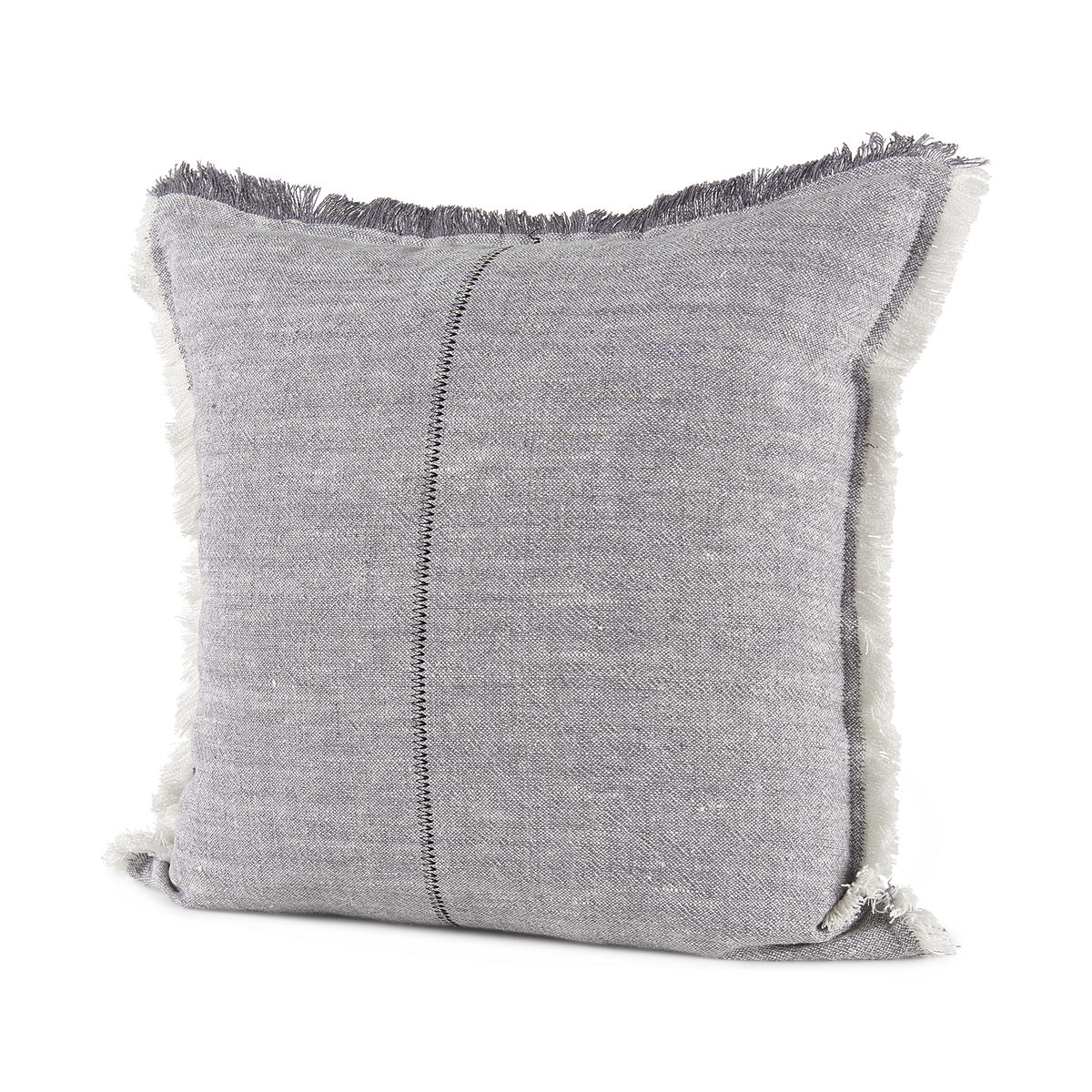 Thais 20x20 Blue and Cream Fringed Pillow Cover, Decorative Pillow by Mercana, 20" length x 20" width x 0.2" height View 1