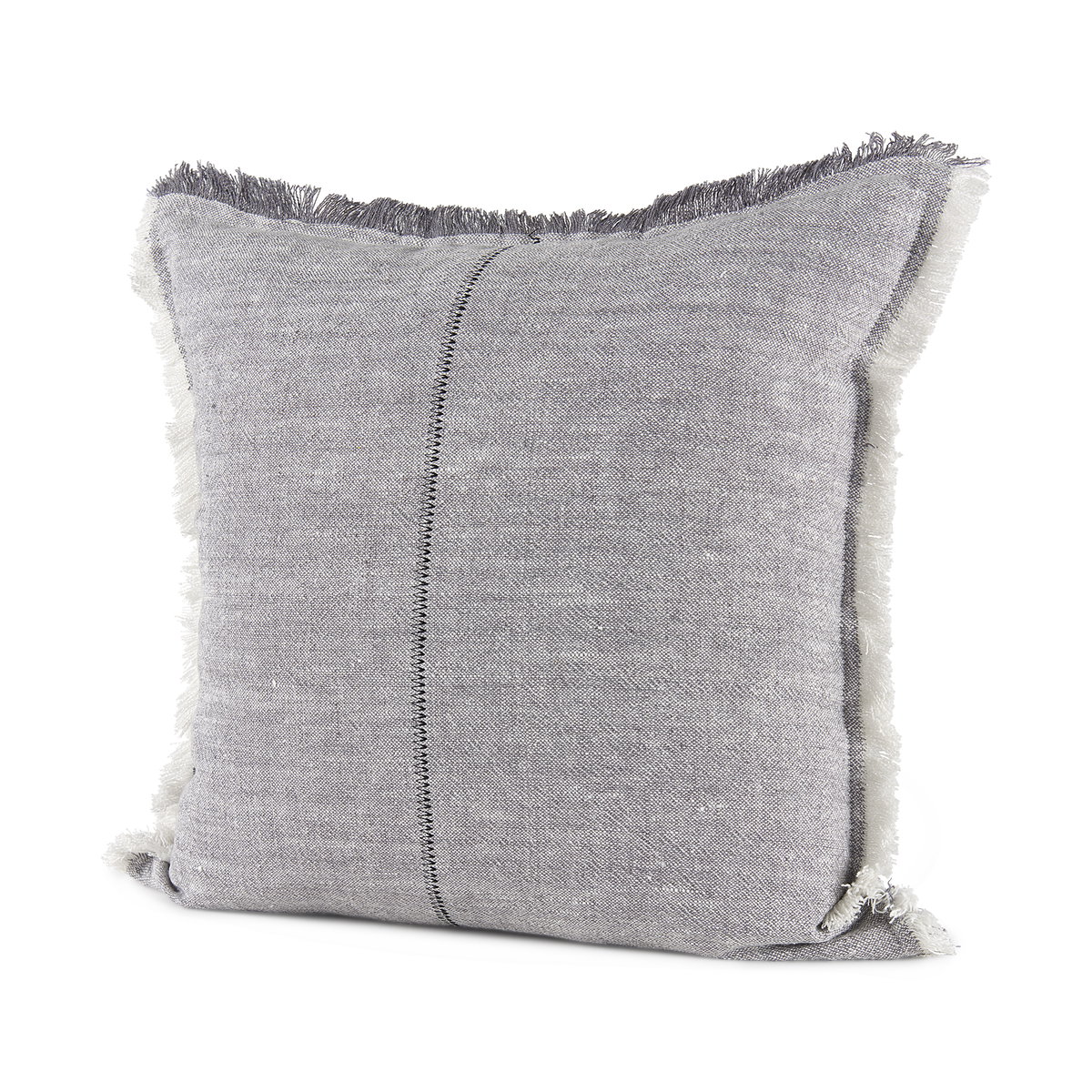 Thais 20x20 Blue and Cream Fringed Pillow Cover, Decorative Pillow by Mercana, 20" length x 20" width x 0.2" height View 1