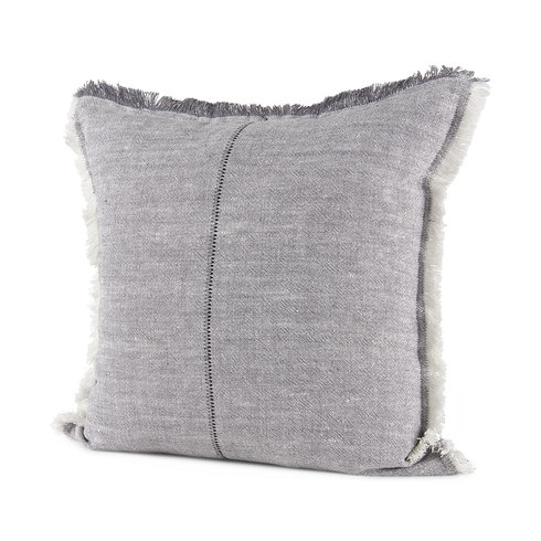 Thais 20x20 Blue and Cream Fringed Pillow Cover