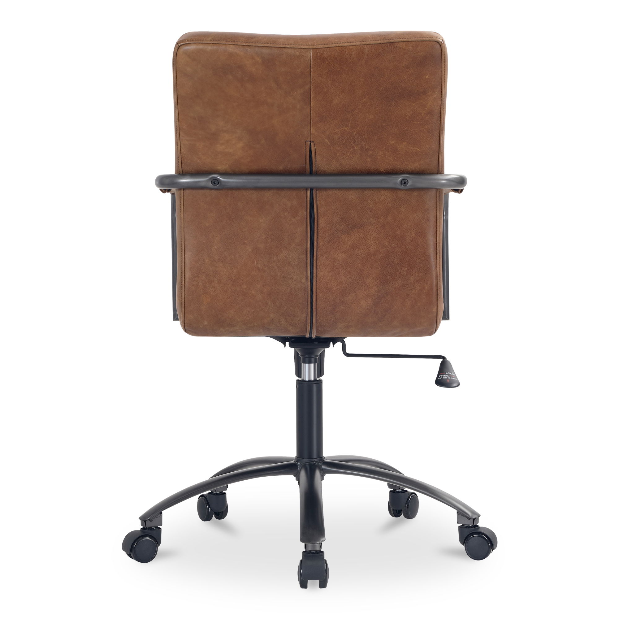Roy Office Chair Open Road Brown Leather, by Moe's Home, 21.85" width x 36" height x 27.17" depth View 6
