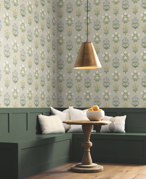 Mughal Rose Beige & Purple Wallpaper