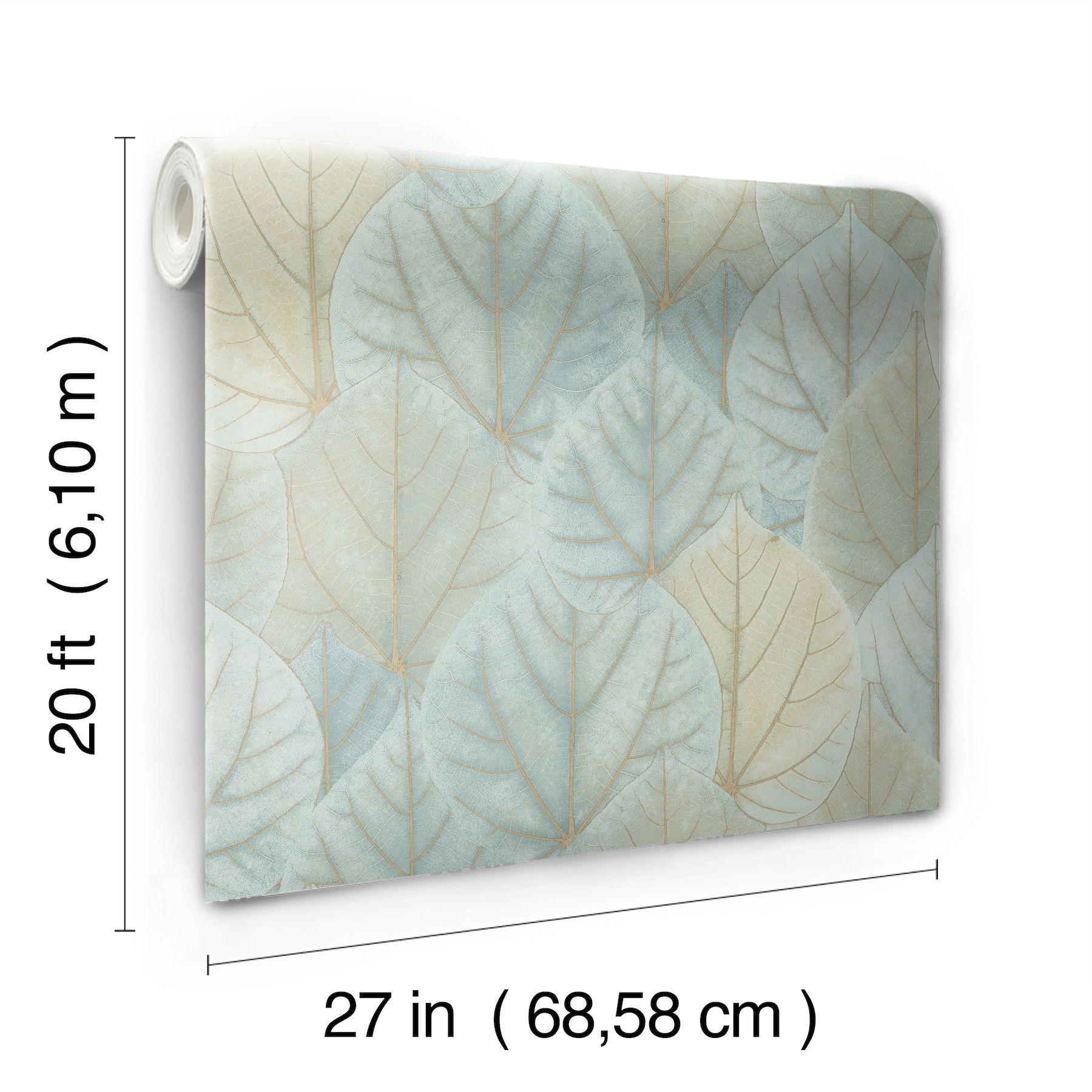 Leaf Concerto Turquoise Peel & Stick Wallpaper large image 