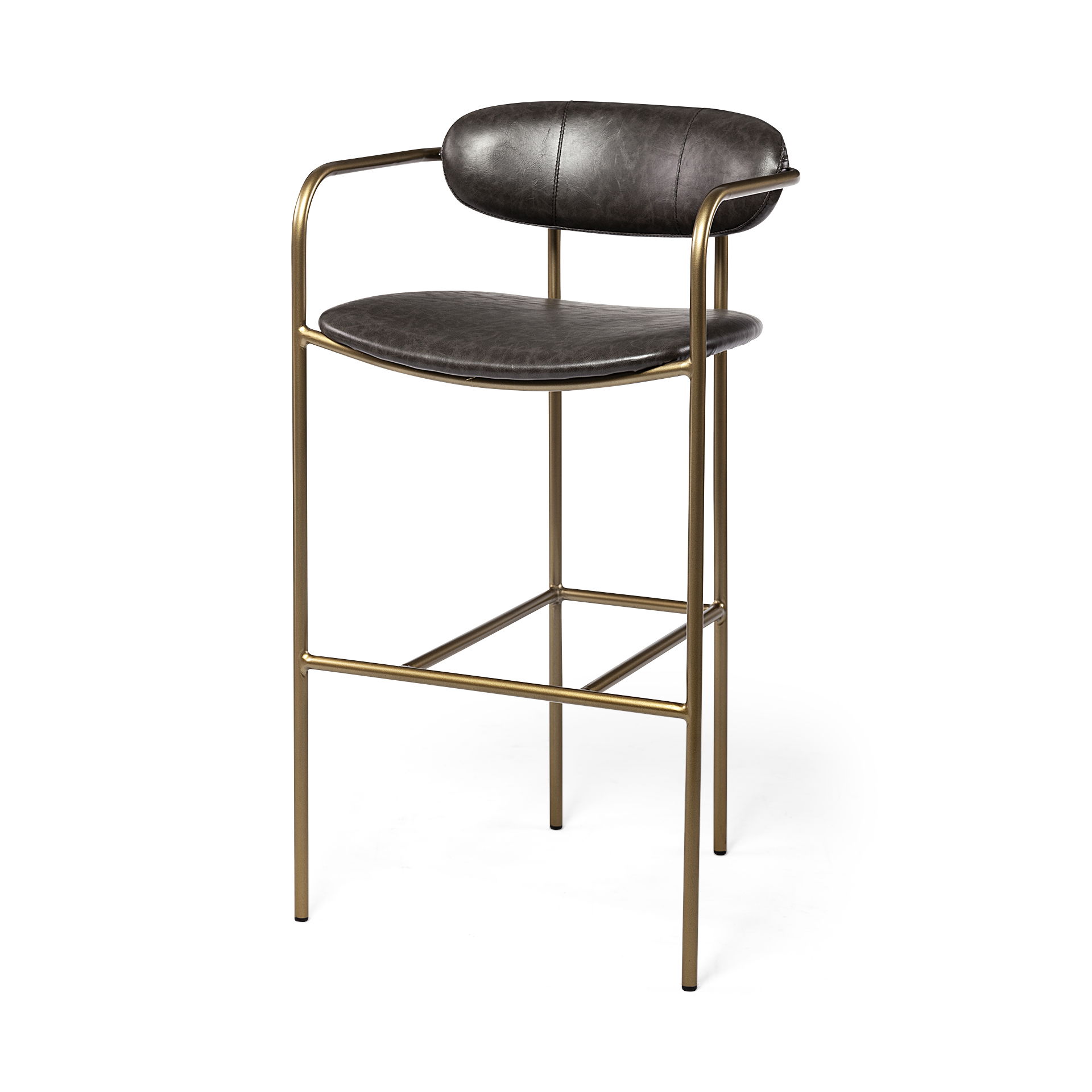 Parker Brown Faux Leather Seat Gold Metal Bar Stool large image 