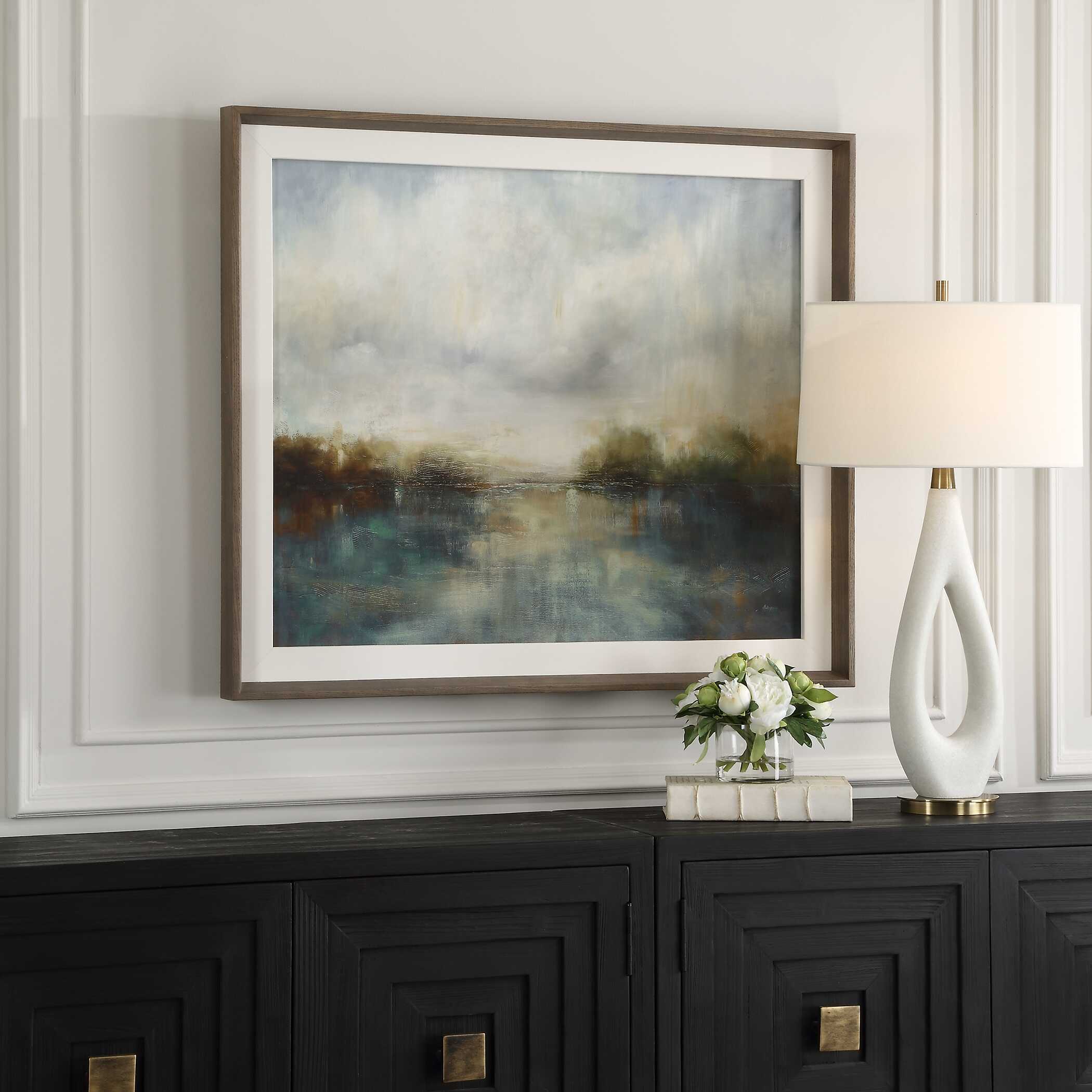 Blue Reverie Framed Abstract Lake Print, Painting by Uttermost, 41.25" width x 35.25" height x 2.5" depth View 4