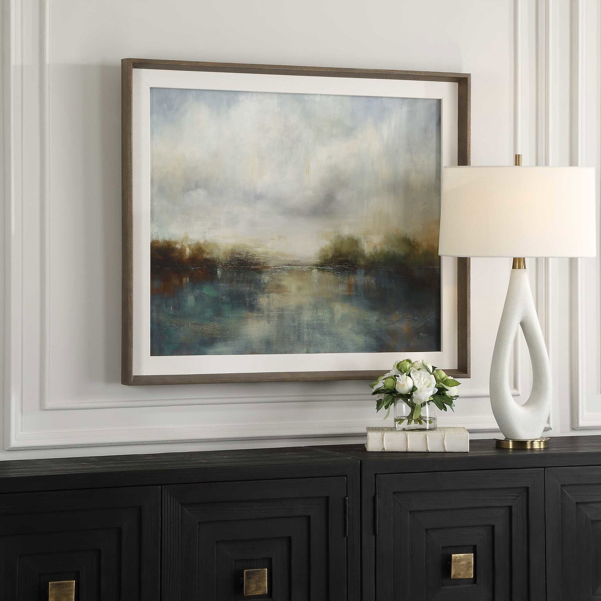 Blue Reverie Framed Abstract Lake Print, by Uttermost, 3'5.25" width x 2'11.25" height x 2.5" depth View 4