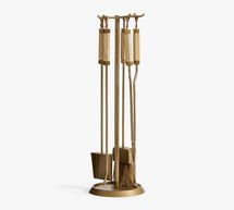 Online Designer Living Room Vail 5-Piece Fireplace Tool Set, Brass