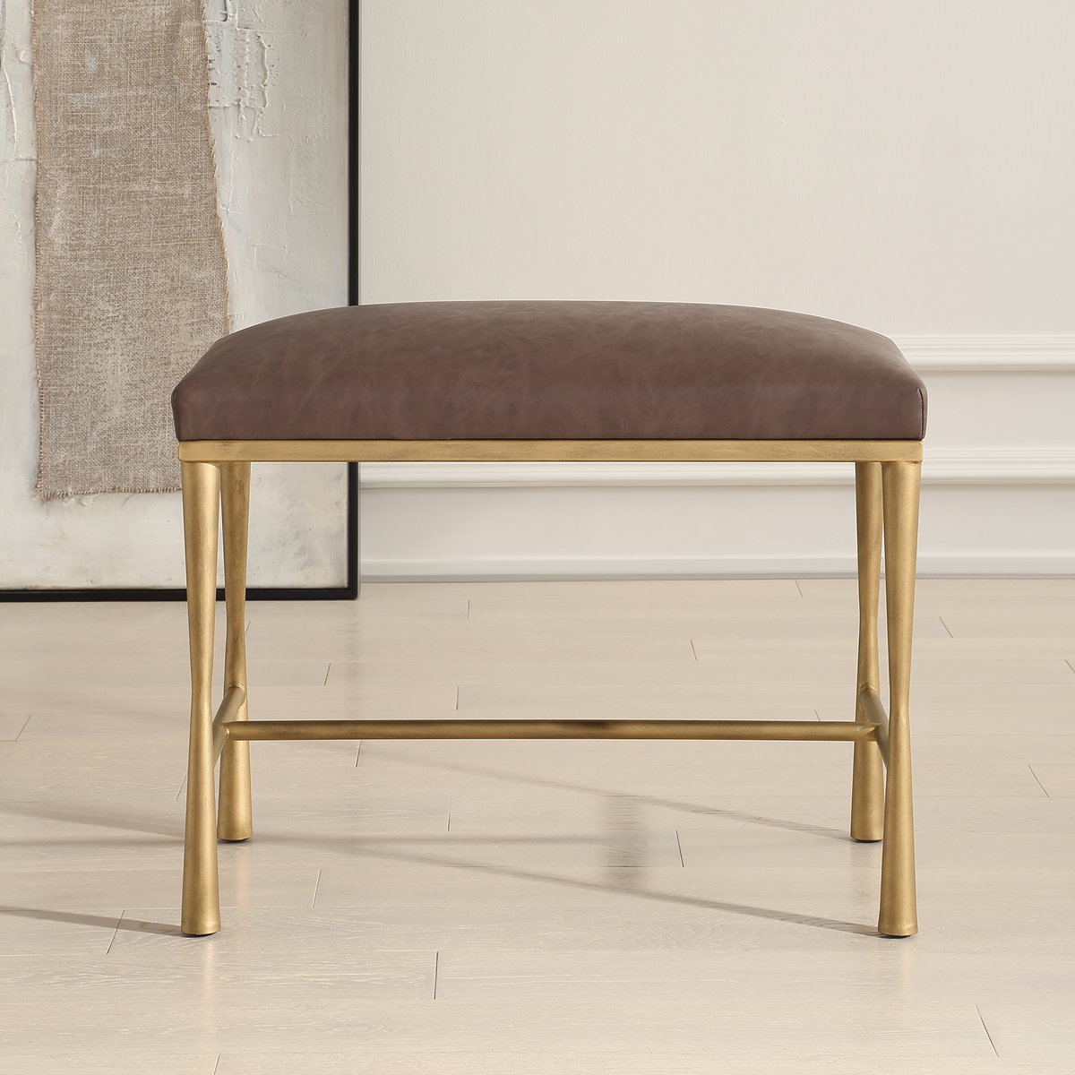 Reform Gold Small Bench, Benche by Uttermost, 23.75" width x 19" height x 16" depth View 2