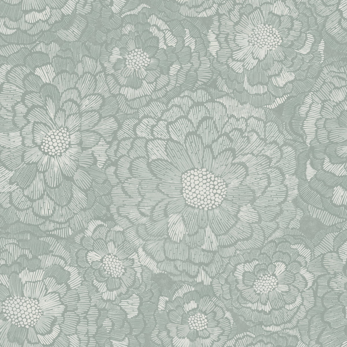 Zen Dahlia Green Peel & Stick Wallpaper, by York Wall, 16'6" length x 1'8.5" width x 0.02" depth