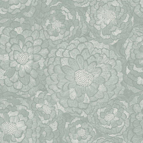 Zen Dahlia Green Peel & Stick Wallpaper