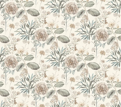 Midsummer Floral Beige & Green Wallpaper