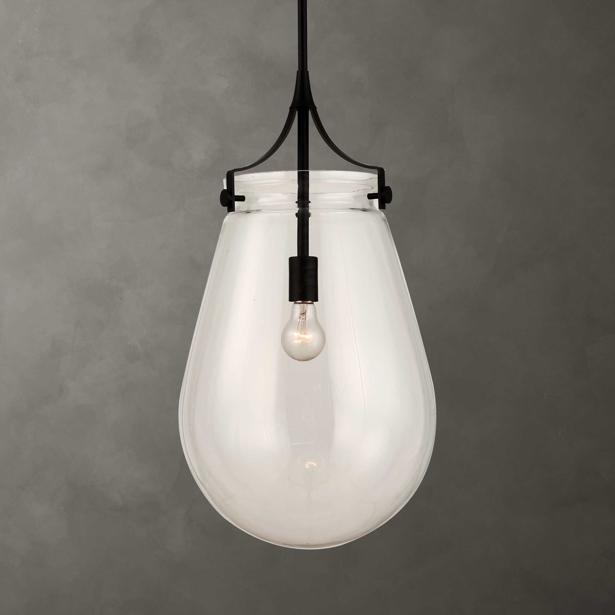 Dewdrop 1 Light Glass Shade Pendant, Ceiling Light by Uttermost, 25" height x 13.5" diameter View 2