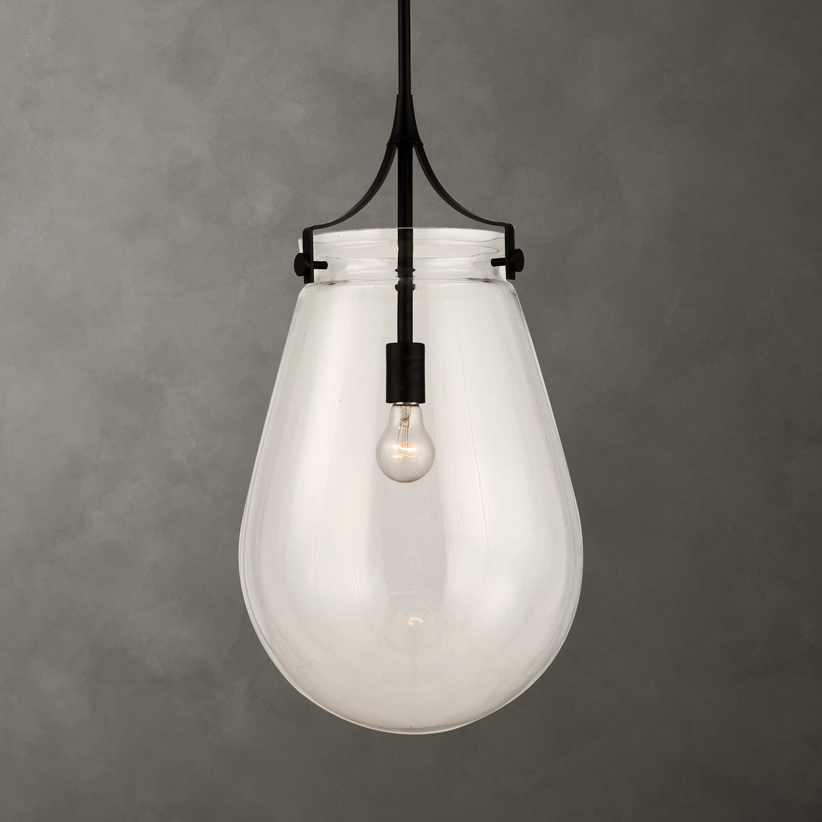 Dewdrop 1 Light Glass Shade Pendant, by Uttermost, 2'1" height x 1'1.5" diameter View 2