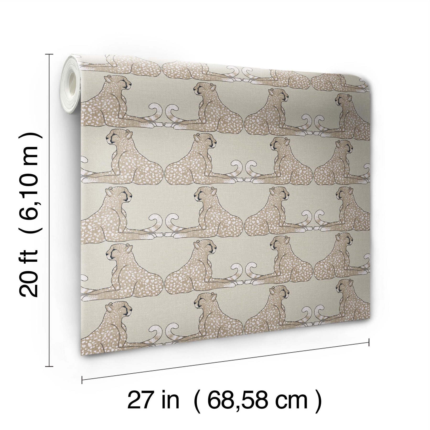 Reclining Cheetahs Taupe Peel & Stick Wallpaper large image 