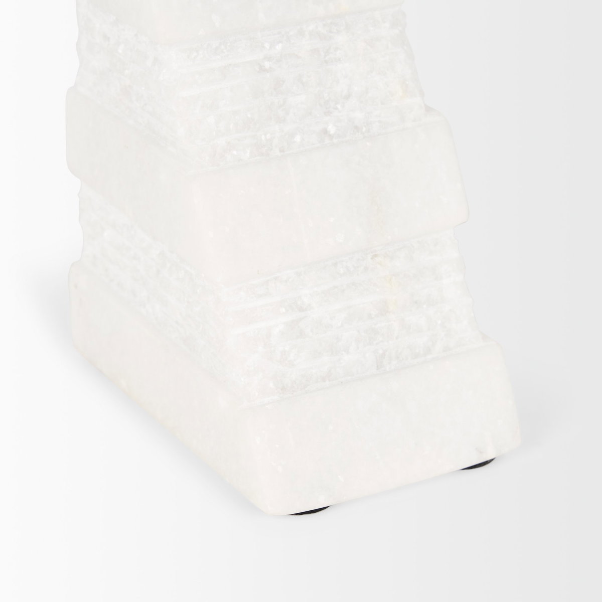 Cavetto White Marble Bookends with rough carving S/2, by Mercana, 4.25" length x 2.5" width x 6" height View 12