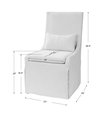 Coley White Linen Armless Chair, Accent Chair by Uttermost, 23" width x 39.5" height x 25" depth thumbnail 3