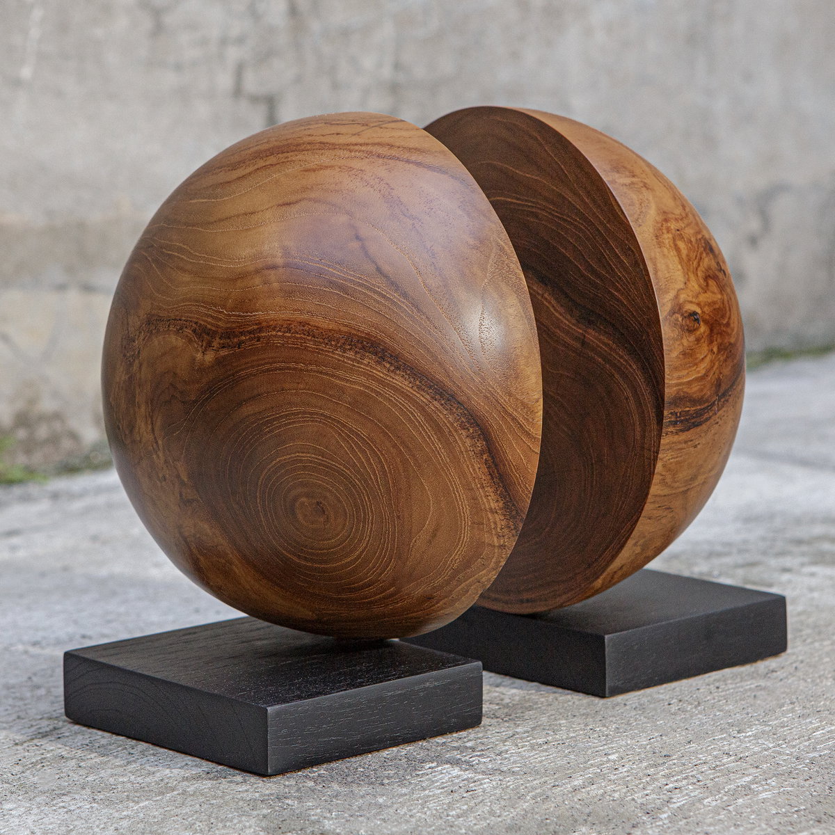 Teak And Noir Bookends Set/2, by Uttermost, 8" width x 9" height x 8" depth View 2