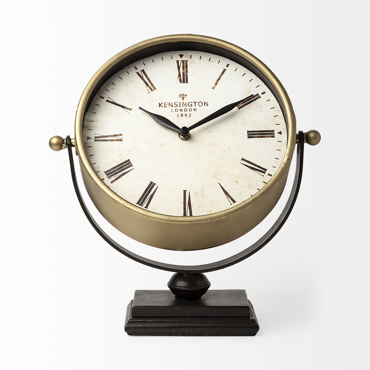 Houston Gold Metal Half Moon Base Table Clock, by Mercana, 4" length x 12" width x 13" height View 7